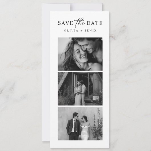 Save The Date Modern Bookmark Photo Strip QR Code Wedding (Devant)