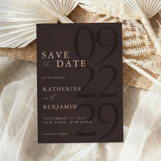 Save The Date Modern Brown Minimalist Wedding