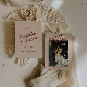 Save The Date Modern Burgundy Cream Whimsical Photo Wedding 