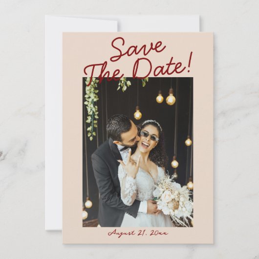 Save The Date Modern Burgundy Cream Whimsical Photo Wedding  (Devant)