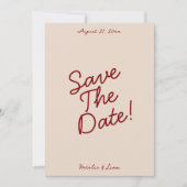 Save The Date Modern Burgundy Cream Whimsical Unique Wedding  (Devant)