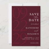 Save The Date Modern Burgundy Minimalist Wedding (Devant)