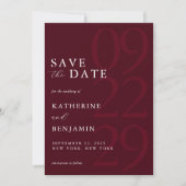 Save The Date Modern Burgundy Minimalist Wedding (Devant)