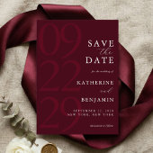 Save The Date Modern Burgundy Minimalist Wedding
