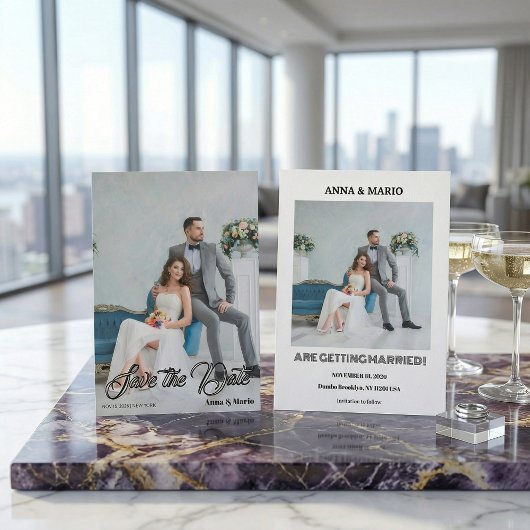 Save The Date Modern Calligraphy Script Photo Wedding