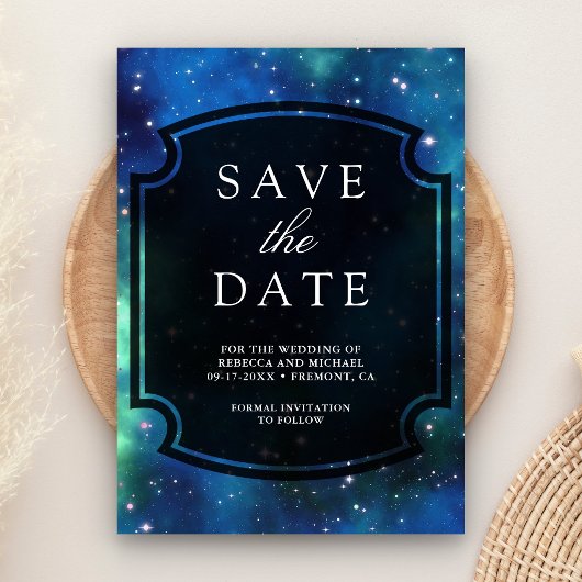 Save The Date Modern Celestial Space Galaxy Wedding