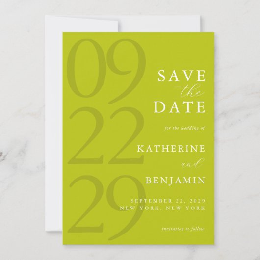 Save The Date Modern Chartreuse Minimalist Wedding (Devant)