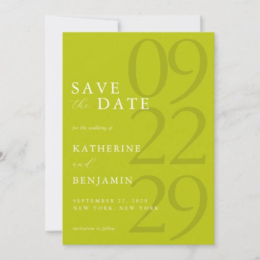 Save The Date Modern Chartreuse Minimalist Wedding (Devant)