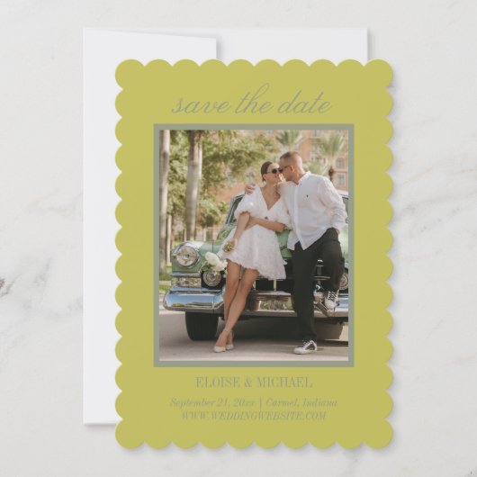 Save The Date Modern Chartreuse Script Wedding Photo (Devant)