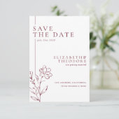 Save The Date Modern Chic Burgundy Elegant Wedding (Debout devant)