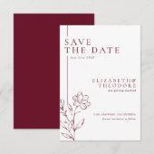 Save The Date Modern Chic Burgundy Elegant Wedding (Devant / Derrière)