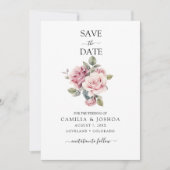 Save The Date Modern Chic Elegant Romantic Pink Rose Wedding (Devant)