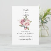 Save The Date Modern Chic Elegant Romantic Pink Rose Wedding (Debout devant)