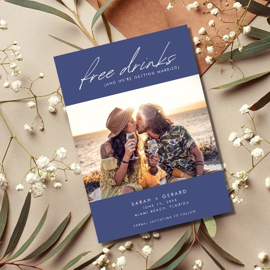 Save The Date Modern Chic Photo Mariage de boissons gratuites