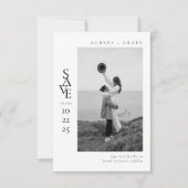 Save The Date Modern Clean Black and White Photo Wedding (Devant)