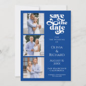 Save The Date Modern Cobalt Blue Photo Collage Wedding (Devant)