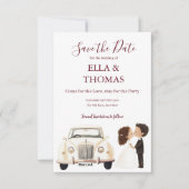 Save The Date Modern Cute Deep Burgundy Text (Devant)