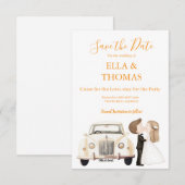 Save The Date Modern Cute Marigold Text  (Devant / Derrière)