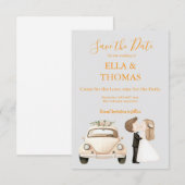 Save The Date Modern Cute Marigold Text  (Devant / Derrière)