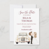 Save The Date Modern Cute Rich Burgundy Text  (Devant)