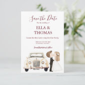 Save The Date Modern Cute Rich Burgundy Text  (Debout devant)
