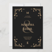 Save The Date Modern Deco | Black and Gold Photo Back Wedding (Devant)