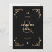 Save The Date Modern Deco | Black and Gold Photo Back Wedding (Devant)