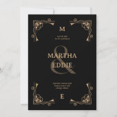 Save The Date Modern Deco | Black and Gold Photo Back Wedding (Devant)
