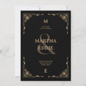 Save The Date Modern Deco | Black and Gold Photo Back Wedding (Devant)