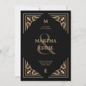 Save The Date Modern Deco | Black and Gold Photo Back Wedding (Devant)