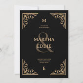 Save The Date Modern Deco | Black and Gold Photo Back Wedding (Devant)