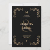 Save The Date Modern Deco | Black and Gold Photo Back Wedding (Devant)