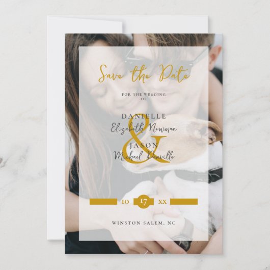 Save The Date Modern Elegance Golden Typography Script 2 Photos (Devant)