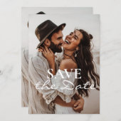 Save The Date Modern Elegant 2 Photo Wedding Enregistrer les Dat (Devant / Derrière)