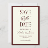 Save The Date Modern Elegant Dark Burgundy Ivory Wedding (Devant)
