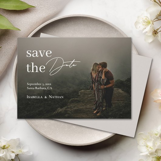 Save The Date Modern Elegant Photo Script Overlay Wedding