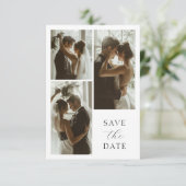 Save The Date Modern Elegant Script 3 Photo Minimalist Wedding (Debout devant)