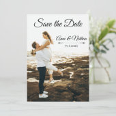Save The Date Modern Elegant Script Photo Wedding (Debout devant)