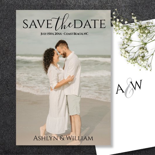 Save The Date Modern Elegant Typography Photo