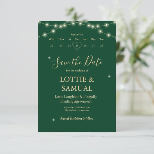 Save The Date Modern Emerald green (Debout devant)