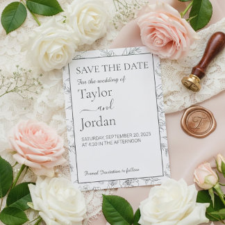 Save The Date Modern Floral | Minimalist Botanical Wedding 