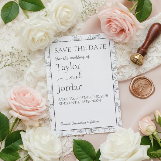 Save The Date Modern Floral | Minimalist Botanical Wedding 
