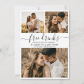Save The Date Modern Free Drinks Script Photo Collage Mariage (Devant)