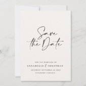 Save The Date Modern handwritten black cream typography wedding  (Devant)