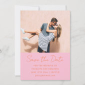 Save The Date Modern Handwritten Pink Orange Wedding Photo (Devant)