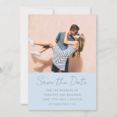 Save The Date Modern Handwritten Soft Blue Wedding Photo (Devant)