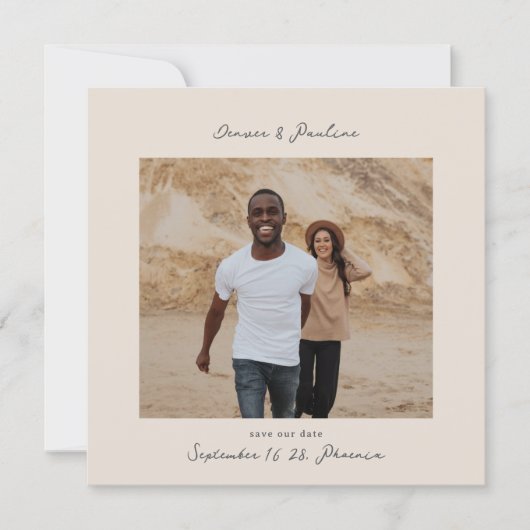 Save The Date Modern Handwritten Square Photo Wedding  (Devant)