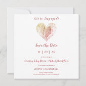 Save The Date Modern Heart 3 Photos Fiançailles Couple Session (Dos)