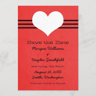 Save The Date Modern Heart Enregistrer la date Invitation, Rouge