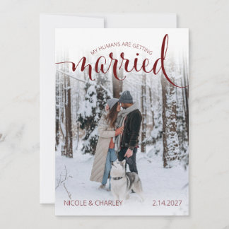 Save The Date Modern Humans Getting Married Pet Photo Engagement